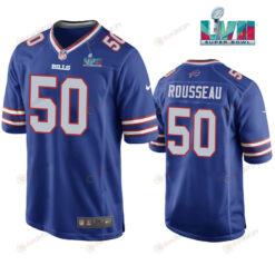 Greg Rousseau 50 Buffalo Bills Super Bowl LVII Logo Game Player Men Jersey - Royal Jersey