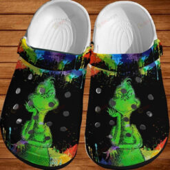 Grinch At Night Pattern Crocs Classic Clogs Shoes In Black & Green - AOP Clog