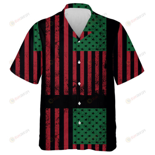 Grunge American African Flag Black Background Hawaiian Shirt