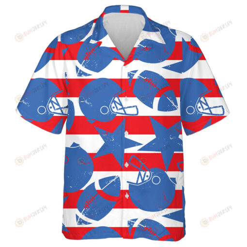 Grunge Style Baseball Helmet And Rugby In USA Flag Colors Hawaiian Shirt