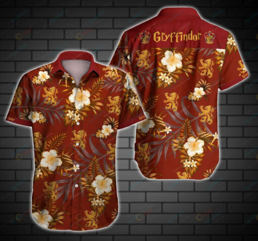 Gryffindor Curved Hawaiian Shirt In Red Pattern
