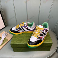 Gucci Basket Shoes Sneakers In Black/Purple/Yellow