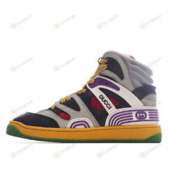 Gucci Basket Shoes Sneakers In Gray/BlackPurple