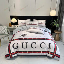 Gucci Bee Pattern Washed Silk Bedding Set In White