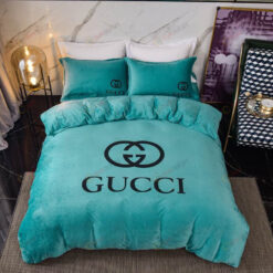 Gucci GG Double Sided Crystal Velvet Bedding Set In Teal