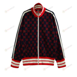 Gucci GG Jacquard Cotton Bomber Jacket In Red/Navy