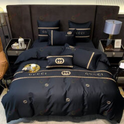 Gucci GG Long-Staple Cotton Bedding Set In Black