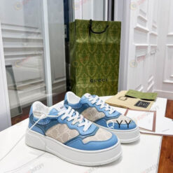 Gucci GG Sky Blue Shoes Sneakers - Beige Orignal GG Canvas