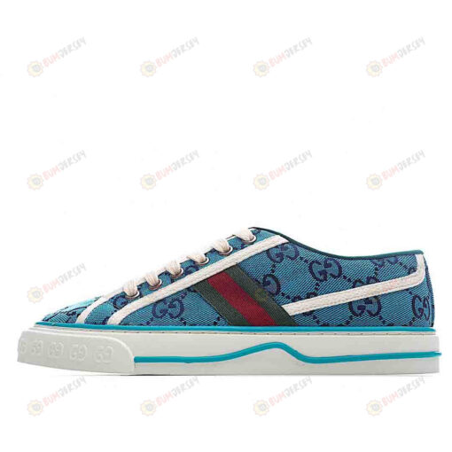 Gucci GG Tennis 1977 Blue GG Canvas Shoes Sneakers