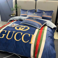 Gucci GG Thick Crystal Velvet Cotton Bedding Set In Navy