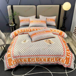 Gucci GG Thick Crystal Velvet Cotton Bedding Set In Orange