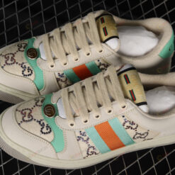 Gucci Screener Beige Fabric With Multicolor GG Shoes Sneakers