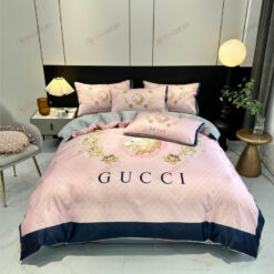 Gucci Tiger Flower Washed Silk Bedding Set In Light Pink