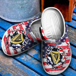 Guinness Beer Logo Amercan Flag Breaking Pattern Crocs Classic Clogs Shoes - AOP Clog