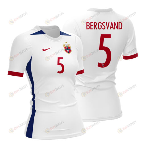 Guro Bergsvand 5 Norway 2023 Women Away Jersey - White - All Over Printed Jersey