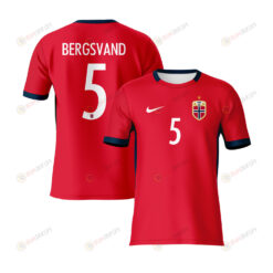 Guro Bergsvand 5 Norway 2023 Youth Away Jersey - Red - All Over Printed Jersey