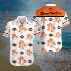 HD Black Orange Short Sleeve Curved Hawaiian Shirt Summer