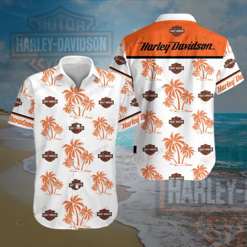 HD Black Orange Short Sleeve Curved Hawaiian Shirt Summer