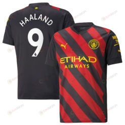 Haaland 9 Manchester City Men 2022/23 Away Jersey - Black