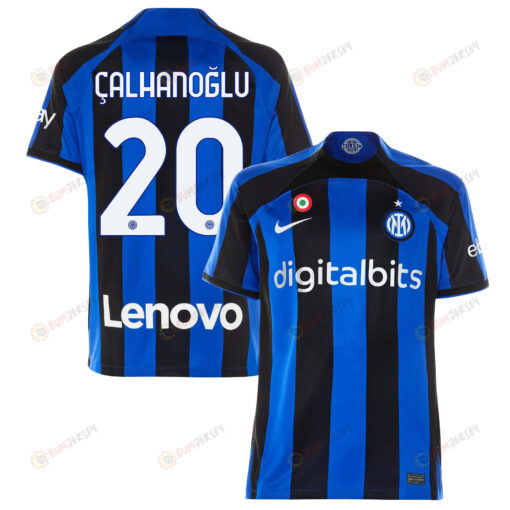 Hakan ?alhano?lu 20 Inter Milan 2022/23 Home Men Jersey - Black/Blue Stripes