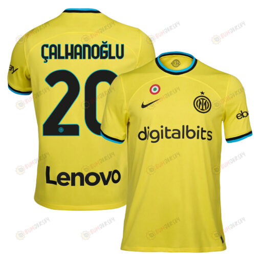 Hakan ?alhano?lu 20 Inter Milan 2022/23 Third Men Jersey - Yellow