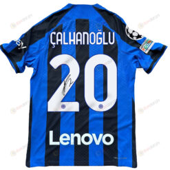 Hakan ?alhano?lu 20 Signed Inter Milan 2022/23 Home Men Jersey - Black/Blue Stripes