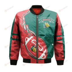 Halifax Mooseheads Bomber Jacket 3D Printed Flame Ball Pattern