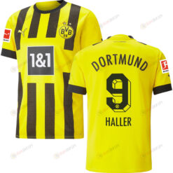 Haller 9 Borussia Dortmund Bundesliga Patch Men 2022/23 Home Player Jersey - Yellow