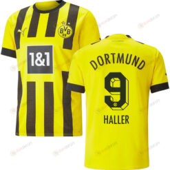 Haller 9 Borussia Dortmund Men 2022/23 Home Player Jersey - Yellow