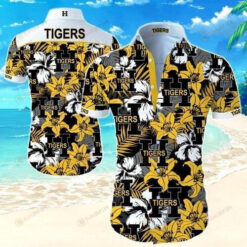 Hamilton Tigers Yellow Lily Hawaiian Shirt In Black White