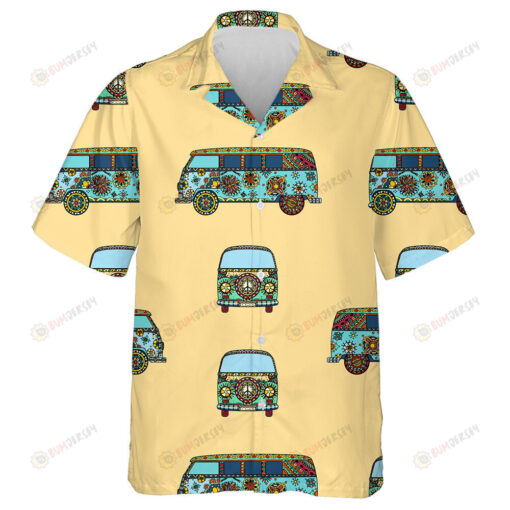 Hand Drawing Hippie Pattern Of Leaves Overlap On White Background Hawaiian Shirt