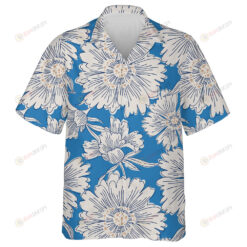 Hand Drawn Abstract Garden Flowers Blue Theme Design Hawaiian Shirt