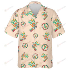 Hand Drawn Abstract Tropical Leaves And Dots Hippie Style Design Hawaiian Shirt