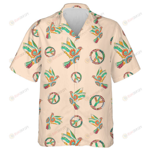 Hand Drawn Abstract Tropical Leaves And Dots Hippie Style Design Hawaiian Shirt