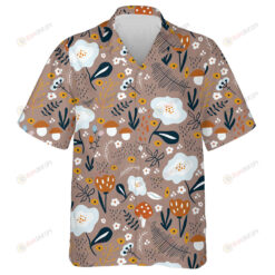 Hand Drawn Flower Meadow And Mushroom Cartoon Pattern Hawaiian Shirt