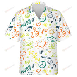Hand Drawn Flying Doves And Peace Sign Hippie Design Hawaiian Shirt