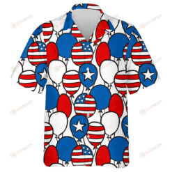 Hand Drawn Patriotic American Flag Balloons Pattern Hawaiian Shirt