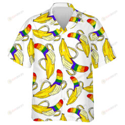 Hand Drawn Peeled Rainbow Banana LGBT Pattern  Hawaiian Shirt