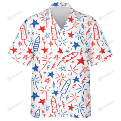 Hand Drawn Rocket Star Doodles Fourth July Independence Day Hawaiian Shirt