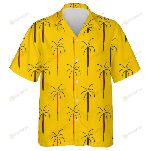 Hand Drawn Sparkler Doodle Style On Yellow Background Hawaiian Shirt