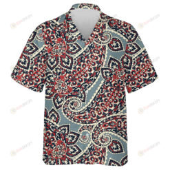 Hand Drawn Traditional Black And Red Paisley Pattern Hawaiian Shirt