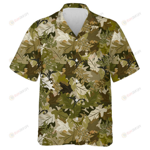 Hand Drawn Vintage Autumn Maple Leaf Camo Pattern Hawaiian Shirt