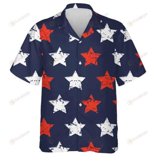 Hand Painting American Stars Dark Blue Background Hawaiian Shirt