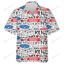 Hand Scripts New York Lovers American Flag Painting Pattern Hawaiian Shirt