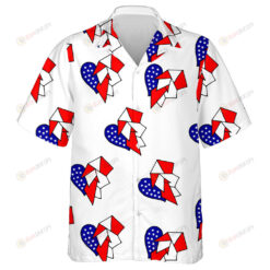 Handmade Hearts With United States Of America Flag's Colors Hawaiian Shirt
