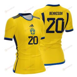 Hanna Bennison 20 Sweden 2023 Women Home Jersey - Yellow - All Over Printed Jersey