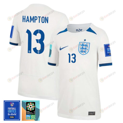 Hannah Hampton 13 England 1 Star FIFA Patch Women's National Team 2023-24 World Cup Home Jersey