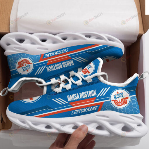 Hansa Rostock Logo Custom Name Pattern 3D Max Soul Sneaker Shoes In Blue