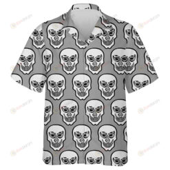 Happy Human Skulls On Gray Background Hawaiian Shirt