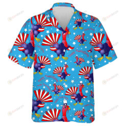 Happy Thanksgiving Cartoon Tturkey With National Flag Hawaiian Shirt